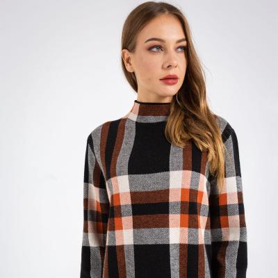 China Fashionable QUICK DRY Oversized Grid Sweater Style Plaid Knitting Patterns For Women for sale