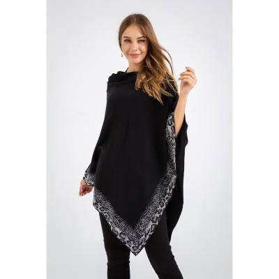 China Anti-wrinkle Autumn Winter Black Cloak Knitted Cardigan For Women Ladies Sweater for sale