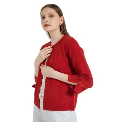 China Hot sale QUICK DRY female basic knitwear good quality red cardigan sweater knitting for women for sale