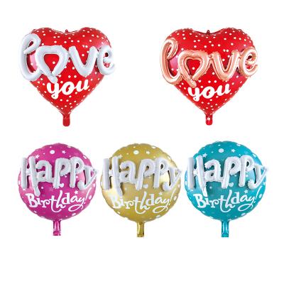 China 22 Inch Round Shape Foil Self Sealing Balloon 22 Inch HAPPY/LOVE Set Foil Balloon For Birthday /Wedding Gathering Balloon for sale