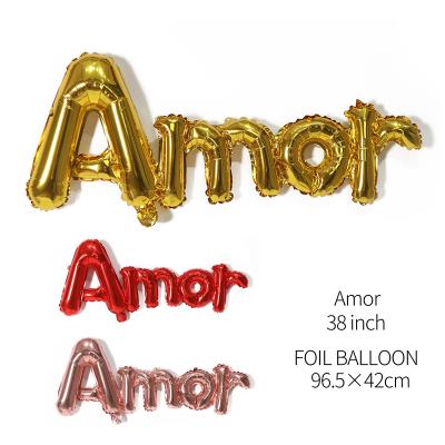 China Siamese Self-Sealing Film Foil Balloon Amor Alphabet Independent Paper Card Packaging Rose Gold Party Decoration Gold Ball for sale