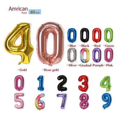 China Large 40 Inch Self-Sealing Numbers Balloons 0-9 Aluminum Figure Foil Mylar Helium Big Air Balloon Birthday Holiday Party Decorations for sale