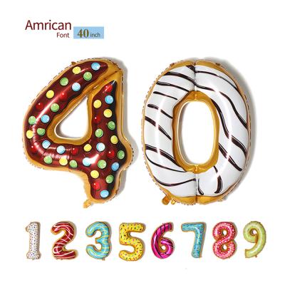 China 40 Inch Donut Elephant Digital Self Shutter Number Balloons Huge Giant Balloons Foil Mylar Number Balloons For Birthday Party, Wedding, for sale