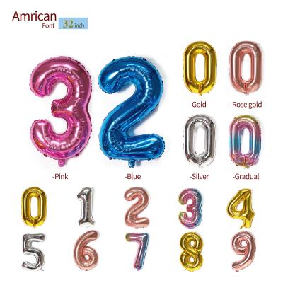 China 32 Inch Self-Sealing High Quality Gold Foil Number Balloons Giant Numbers Balloon Helium For Baby Shower Birthday Party Wedding Decoration for sale