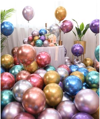 China Brithday /WeedingParty Decor/Gifts Metallic Chrome Latex Balloons 12 Inch 50pcs Silver Metallic Balloons Green Shiny Party Balloons For Bridal Shower Wedding for sale