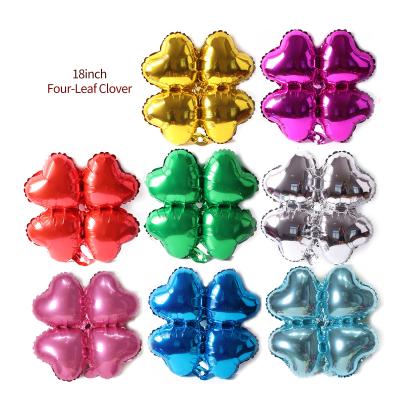 China Self Sealing Foil Balloons Beautiful Heart Shape Four Leaf Clover Balloons Party Decor For Wedding Valentines Engagement Birthday Party for sale