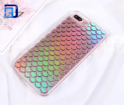 China Laser Mirror Case For Iphone 8 plus Soft Shell Glitter Quicksand Side Siren Measures Laser Mirror Cell Phone Case For Iphone 7 plus for sale