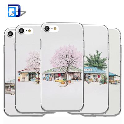 China Creative Accessories Customized Shape Creative Landscape Illustration Back Cover Mobile Phone Case Phone Back Cover Cases New For iPhone 7 for sale