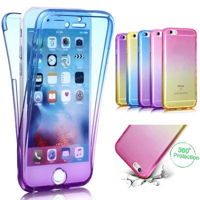 China Top Selling Shockproof Gradient Color Silicone Shockproof Full Body TPU 360 Phone Case Protective Clear Cover For iPhone 7 6s Plus for sale