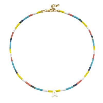 China ZMZY BOHEMIA Fashion Women Jewelry Colorful Beads Shell Letter Necklace for sale