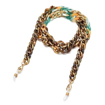 China Colorful Bohemia Leopard Bohemia Sunglasses Chains For Women Gold Color Acrylic Lanyard Fashion Accessories Chains for sale