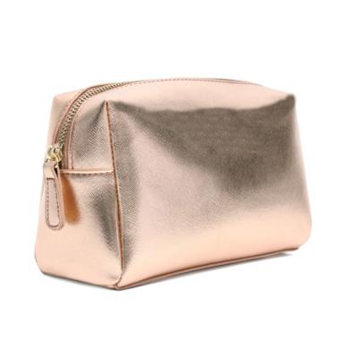 China Customized Rose Gold PU Clutch Cosmetic Bag for sale