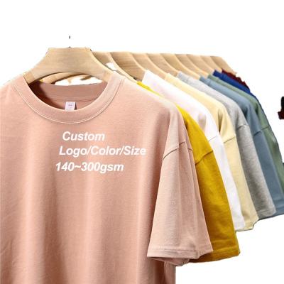 China Anti-Wrinkle 180g-220g Cotton Blank T-shirts Unisex Custom Logo Men Printing Custom T-shirt Printing Plus Size Heavy Tees for sale