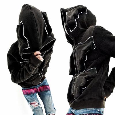 China Full zip anti-pilling logo streetwear custom heavy oversized cotton vintage hoodie for sale