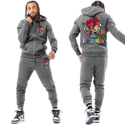 China Streetwear Anti-UV custom men's logo sweat suits tracksuit outdoor sweatsuit cotton fleece unisextracksuit two piece set for sale