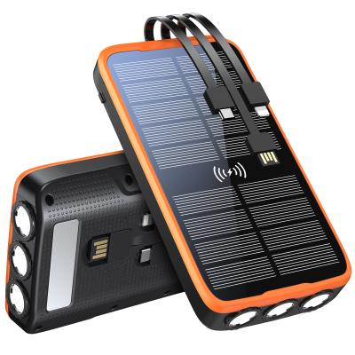 China Powerbank Portable and Fast Charging Heavy Duty Desktop Backup Charger 3 in 1 Built in Cable Solar Power Bank 20000 Mah Outdoor for sale