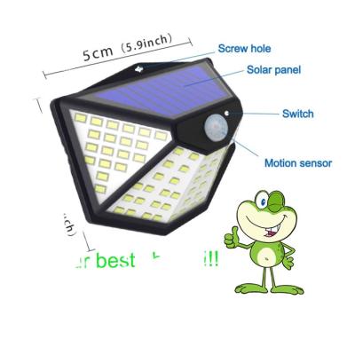 China Modern Garden Solar Panel Ip65 100Led Waterproof Power PIR Motion Sensor Wall Mounted Solar Garden Lights Outdoor for sale