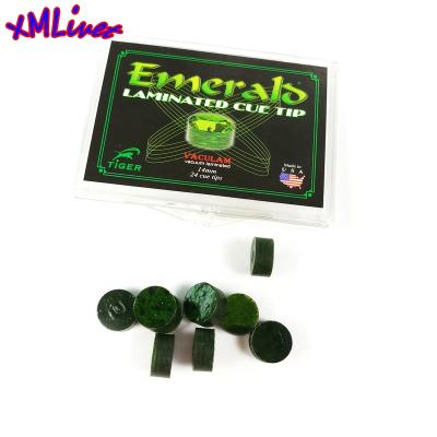 China Original EMERALS TIGER Green Laminated Pigskin Cue Tips 14mm Billiards Pool Cue Tips Billiards Accessories for sale