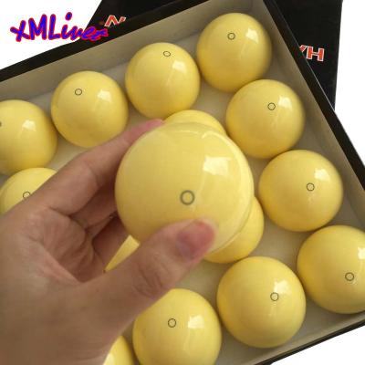 China Resin xmlivet Billiards Pool White Balls Yellow Color With White Blue Circle 57.25mm Nine-Ball Ball Accessories for sale