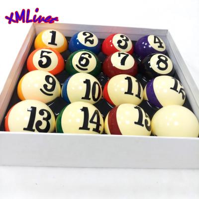 China High quality full set of balls resin xmlivet 57.2mm billiards pool balls 2 big 1/4 inch ball NO designs for sale