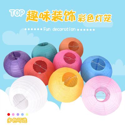 China Holiday Decorations New Year Party Decorations Colorful Folded Round Ball Party Hanging Paper Lights Paper Lanterns Party Decorations for sale