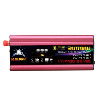 China Universal Solar System Plug 12V 24V DC To 110V 220V Power Inverter 2000w With Led Indicator for sale