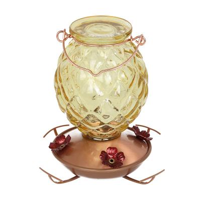 China Sustainable Plant Direct Yellow Transparent Glass Water Feeder Hummingbird Water Hanging Feeder for sale