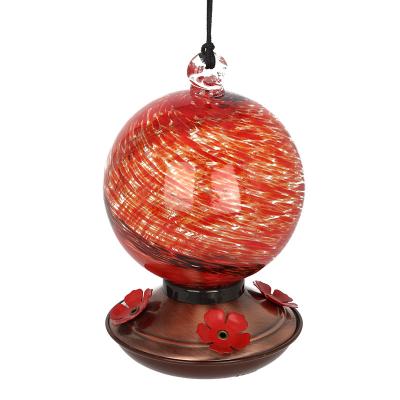 China Viable Factory Direct Red Transparent Glass Water Feeder Hummingbird Water Feeder Humming Bird Hanging Feeder for sale