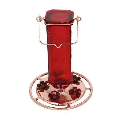 China Viable Factory Direct Red Transparent Glass Water Feeder Hummingbird Water Feeder Humming Bird Hanging Feeder for sale