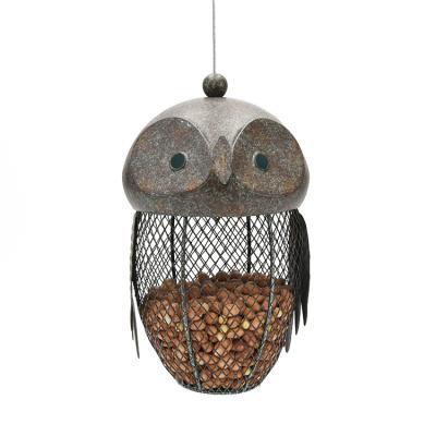 China Sustainable Garden Bird Feeder Hummingbird Metal Owl Automatic Bird Feeder for sale