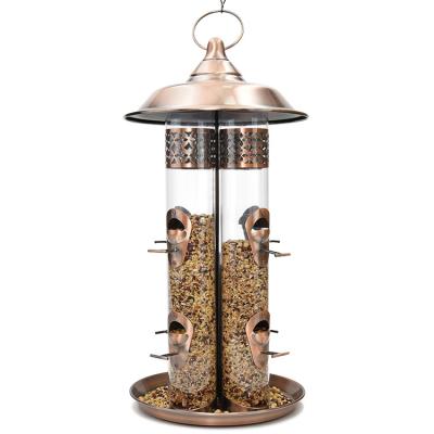 China Sustainable plastic pipe four-in-one hanging seed bird feeder for sale