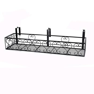 China Rectangular Hanging Balcony Metal Flower Stand Balcony Plant Storage Rack Plant Flower Rack for sale