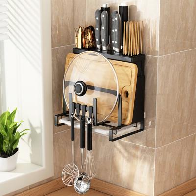 China Viable Multi-Functional Organization Cutting Board Wire Kitchen Chopper Racks Knife Rack Pot Lid Holder Cover Rack for sale