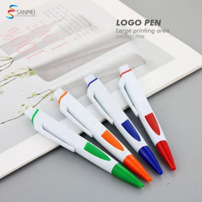 China Large printing kugelschreiber promotional flat pen white body pen Promotional Pen custom logo for sale