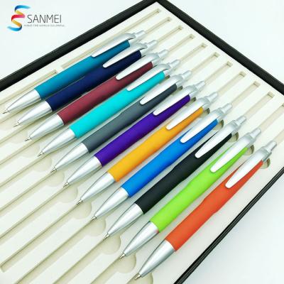 China Promotional Pen 11 Colors Available Promotional Giving Away Colorful Rubber Coated Hotel Gift Plastic Cheap Customized Ball Pen for sale