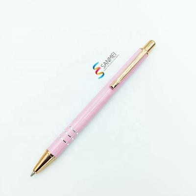 China Promotional Pen Smooth Writing Customized Hot Pink Metal Pen With Laser Logo for sale