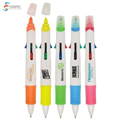 China Promotional Pen 4 Colors Multifunctional Ballpoint Pen With Highlighter Bar for sale