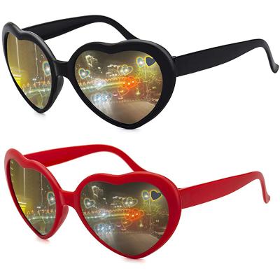 China Fashion sunglasses women shape heart-shaped effects glasses observe lights change heart-shaped at night diffraction glass female sunglasses for sale