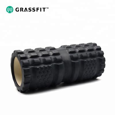 China Eco-Friendly Custom Logo Roll Hollow Back Yoga EVA Foam Roller For Deep Tissue Muscle Massage for sale