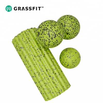 China Durable Wholesale Green Spotted PPE Foam Massage Roller Set Exercise Kit for sale