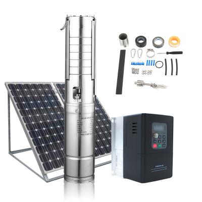 China DC Hybrid Submersible Drinking Water Treatment 4inch 3kw AC Solar Deep Well Pump For Agriculture 4 Inch System In India for sale