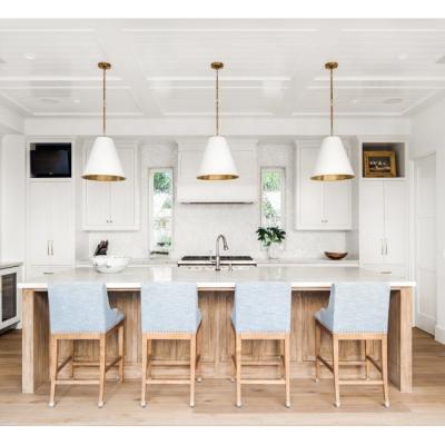 China 2021 Hangzhou Vermont White High End Modern Cabinet Kitchen Living Room Interior Design Shaker White Paint Color Kitchen for sale