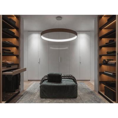 China (Size) 2021 Hangzhou Vermont Modern Adjustable U Shaped Wardrobe With LED Light Wood Grain Bedroom Wardrobe Te koop