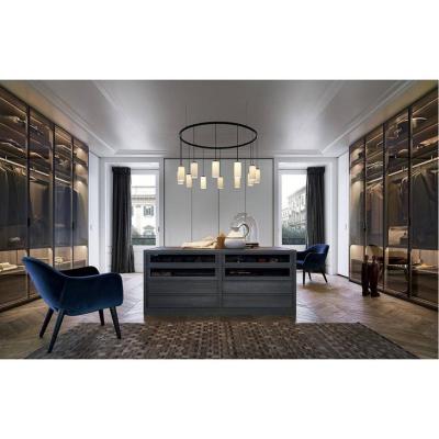 Китай Easy Assemble 2019 Modern Hangzhou Vermont Bedroom U Shaped Wardrobe With LED Light Luxury Glass Door Walk In Closet Cabinets продается