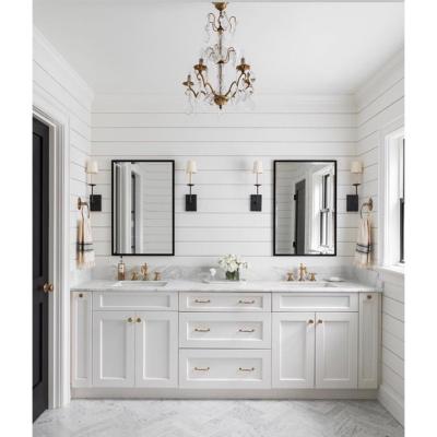 China 2022 Modern Luxury Modern Hangzhou Vermont Style Bathroom Cabinet Gray Color Double Basin Shaker Vanity for sale