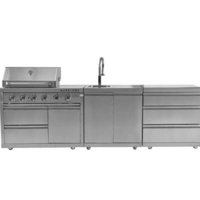 China Easy to clean prefab modular outdoor buffet barbecue commercial kitchen grill with side burner for sale