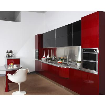 China 2021 Modern New Red High Gloss Lacquer Sideboard With Black Tempered Glass Doors Sideboards for sale