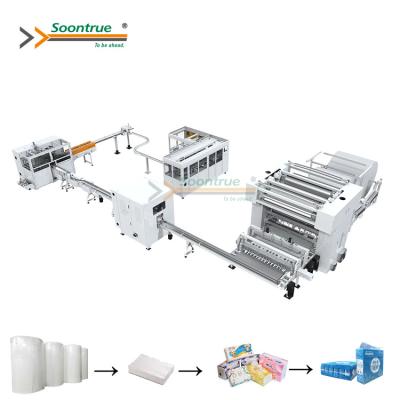 China Facial Tissue Packing Soontrue Facial Tissue Paper Product Making Machinery Production Line for sale