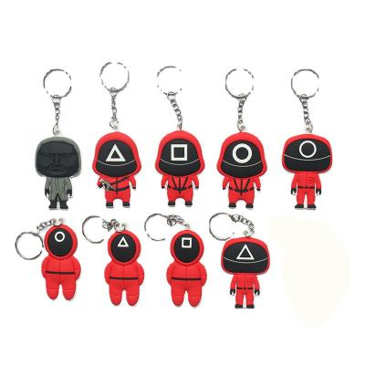 China Fashion Squid Game Spopular Series Are Senior Soldier Always Missing Your Keychains 3d Mini Doll Figurine Key Ring Car Backpack Pendant for sale