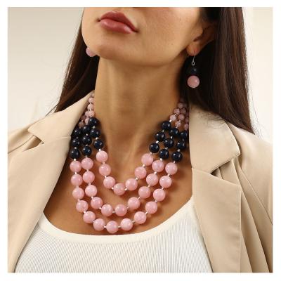 China European and American vintage fashion overdone simple beaded multilayer necklace jewelry necklace for women for sale